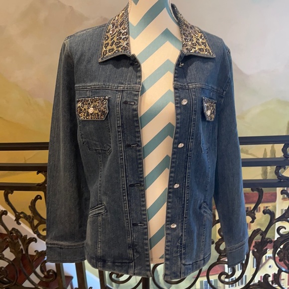Christine Alexander jean jacket Swarovski crystals - Picture 1 of 10